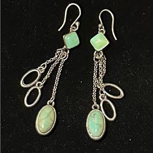 Monet silver and green dangle earings.